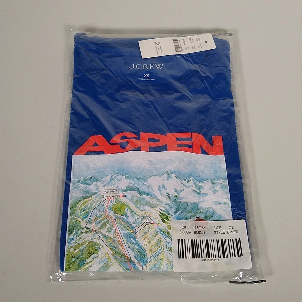 NWT J. Crew Aspen broken-in jersey graphic‎ tee blue XS